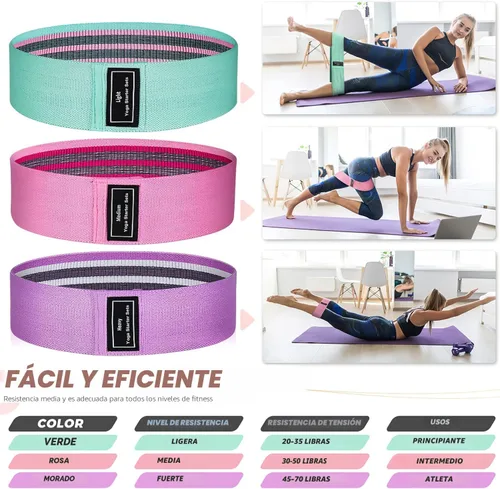 Miniatura 7 de Renoj Resistance Bands for Working Out: 3-Set Professional Exercise Bands for Pilates, Yoga, Home Gym, Booty, Leg Training Heavy/Medium/Light Rosa