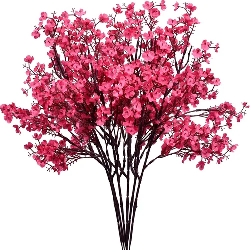 Miniatura 20 de Mandy's 6 paquetes de flores artificiales de aliento de bebé beige marrón 18.5 Inch Silk Gypsophila European Style Modern Home Decor Centerpiece