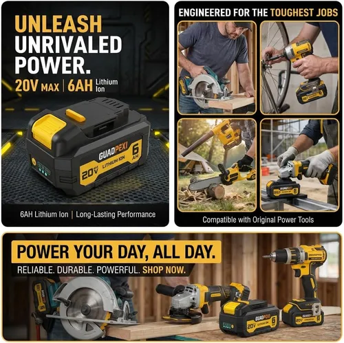 Miniatura 7 de Reemplazo de batería de alta capacidad de 20V 6.0Ah para herramientas DeWalt 20V Max, paquete de 2 iones de litio de grado A, compatible