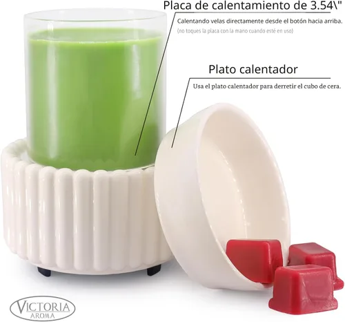 Miniatura 2 de VICTORIA AROMA Calentador de cera de cerámica 3 en 1, calentador de cera de velas para derretir cera perfumada, quemador eléctrico de cera