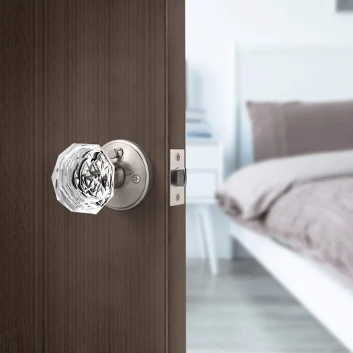 Miniatura 4 de Perillas de puerta de privacidad de níquel satinado, pomo de puerta de vidrio transparente para interiores, pomo de puerta de cristal sin llave