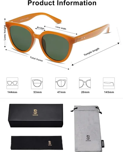 Miniatura 5 de SOJOS Gafas de sol redondas polarizadas para mujer, estilo moderno, protección UV, lentes de sol SJ2175, Varios