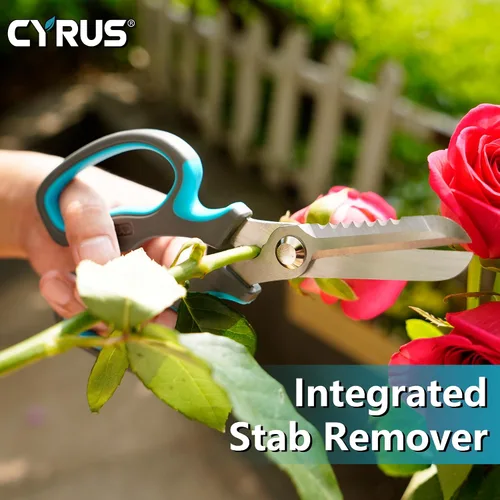 Miniatura 4 de CYRUS Tijeras de jardín Podadora con dientes de sierra Tijeras de poda Flor afilada (Azul con diente de sierra) Anti-Slip Ergonomic Grips Florist