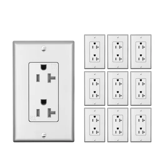 Miniatura 16 de Micmi Toma de corriente decorativa de 15 A, resistente a manipulaciones, toma de corriente eléctrica decorativa, 15 amperios, 125 voltios, conexión