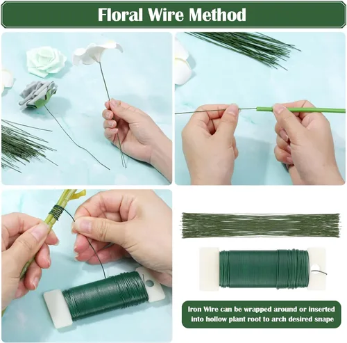 Miniatura 3 de PAXCOO Kit de arreglos florales con cinta verde y alambre, pasador de flor de Boutonniere, cortador de alambre para suministros de fabricación