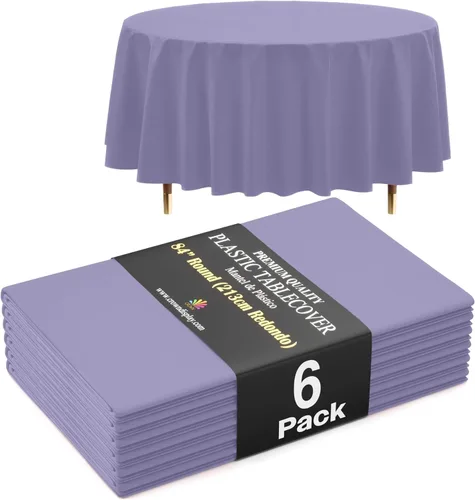 Miniatura 55 de Exquisite 66% Thicker Premium Aqua Round Tablecloth 0.5 Mil 6 Pack Plastic Table Cloth Disposable 84 Inch Round Plastic Tablecloth Won't Tear Easily