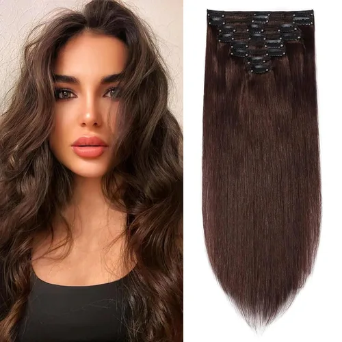 Miniatura 20 de 8Pcs Clip in Hair Extensions Real Human Hair, 140G 18 Inch Ash Blonde Mix Bleach Blonde 18P613