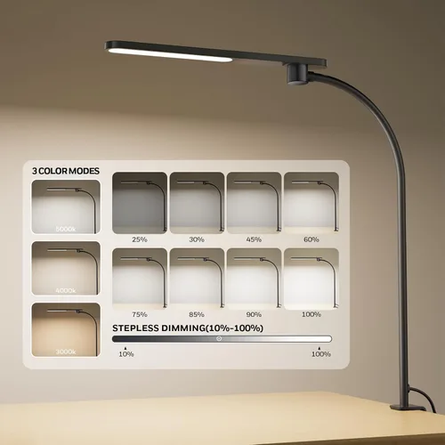 Miniatura 2 de Honeywell HJ2 Sunturalux™ Lámpara de escritorio LED con abrazadera, luz CRI≥97 de espectro completo, 3 modos de color y atenuación continua, cuello