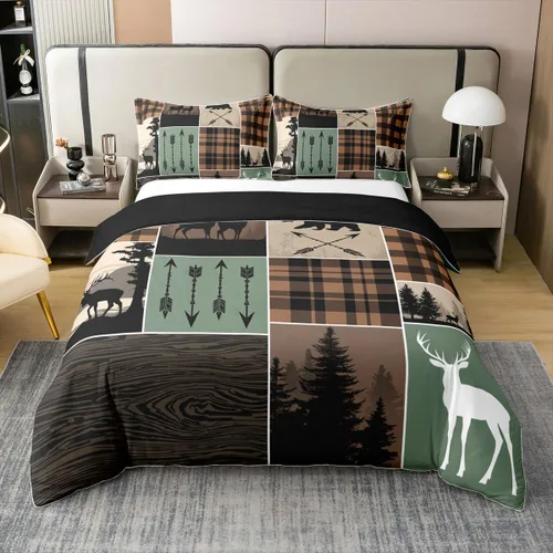 Miniatura 35 de Juego de ropa de cama 100% de algodón natural con hojas de palmera, funda de edredón Monstera con hojas tropicales, rama de hojas tropicales, funda