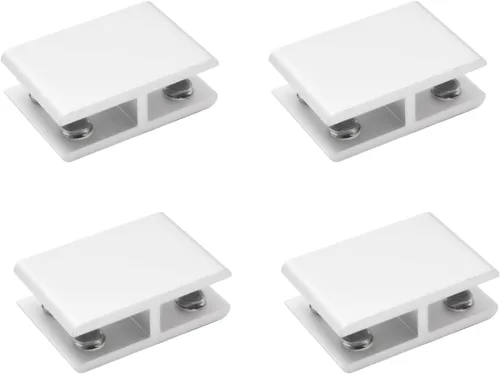 Miniatura 33 de INCREWAY Abrazadera de vidrio, paquete de 4 soportes ajustables de aleación de aluminio de doble cara para estante de vidrio, soporte de abrazadera