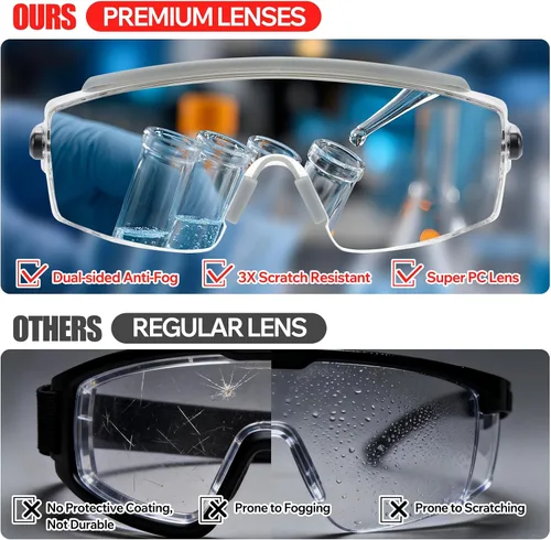Miniatura 3 de Paquete de 2 lentes de seguridad para colocar sobre gafas con lente antivaho y arañazos, lentes de seguridad ANSI Z87.1, patillas ajustables