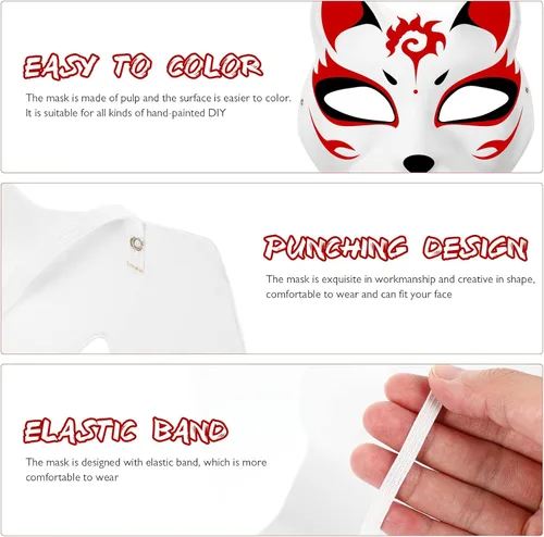 Miniatura 6 de SUPVOX Juego de 5 máscaras en blanco para pintura facial, máscaras de papel ecológicas para fiestas de niños, Halloween y cosplay