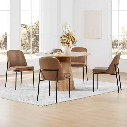 Miniatura 15 de CHITA Juego de 2 sillas de comedor modernas, sillas de comedor de metal con certificación FSC para comedor, color gris claro