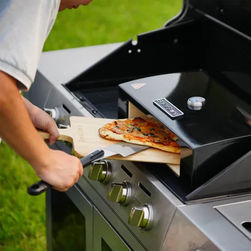 Miniatura 7 de BakerStone Horno de pizza al aire libre, horno de pizza de gas propano para parrilla, cámara de cocción de piedra de 5 lados, kit de caja de horno