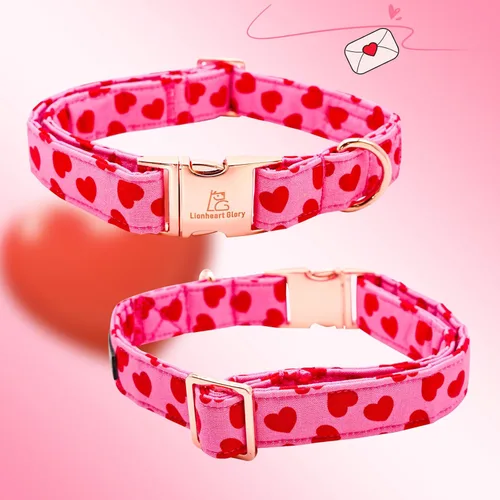 Miniatura 3 de Lionheart glory - Collar de San Valentín, collares para perros con corazones rojos para collares de perro bonitos medianos, collar para mascotas B