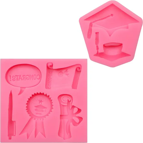 Miniatura 9 de Molde de silicona para fondant de diploma de graduación 2023, molde de chocolate, insignias de bolígrafo de graduación, molde para hornear dulces