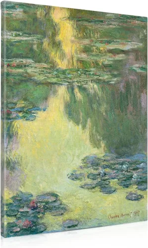 Miniatura 14 de IPIC - Reproducción artística de los lirios de agua de Claude Monet 1906, impresiones giclée coinciden con el marco dorado clásico, arte de pared