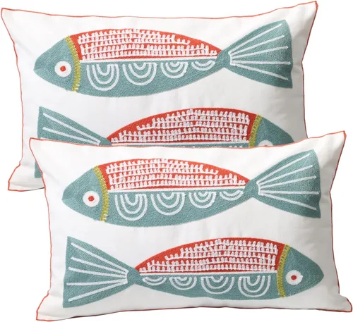 Miniatura 10 de 1 PCS Funda de Almohada Decorativa de Algodón Bordada, Fundas de Cojín Cuadradas Decorativas para el Hogar, Sofá, Cama y Silla, de 18 x 18 Pulgadas