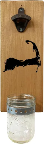Miniatura 6 de Abridor de botellas de esquí, tablero de madera de montaje en pared con tapa extraíble y abridor de hierro fundido, regalo de esquiador rústico