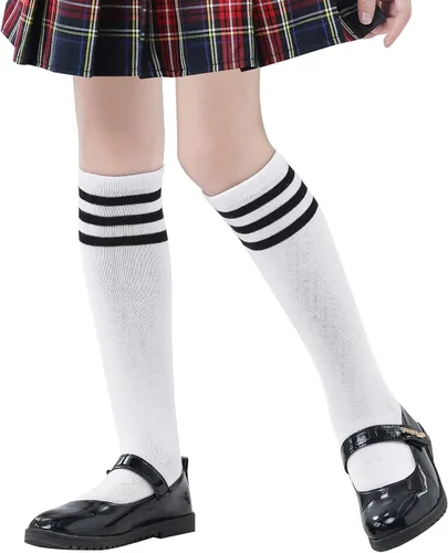 Calcetines para niños uniformes hasta la rodilla calcetines de fútbol deportivos calcetines de tubo a rayas para niños y niñas
