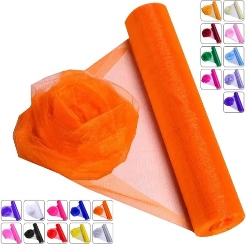 Miniatura 9 de Tela de Organza de Cristal Tul - 16" por 50 Yardas Tela Transparente para Decoración de Fiestas de Boda Despedida de Soltera Tutú Rollo de Malla