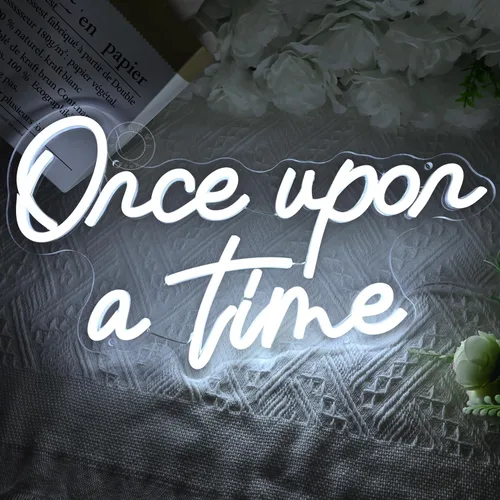 Miniatura 4 de SYLHOME Letrero de luz LED de neón Once Upon A Time, para el hogar, dormitorio, habitación de los niños, guardería, decoración de pared, palabras