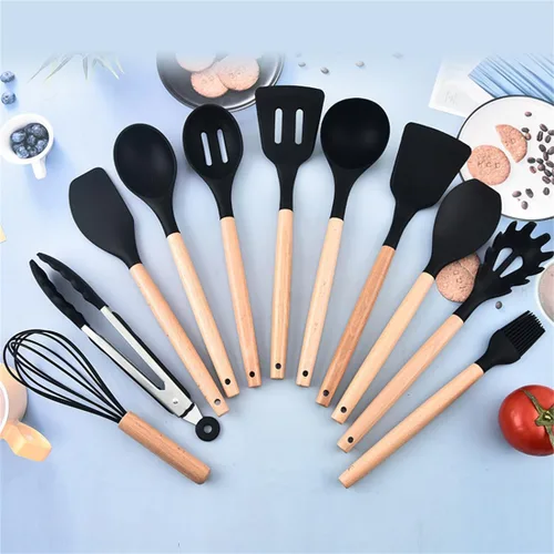 Miniatura 4 de Juego de 19 piezas de utensilios y cuchillos de cocina con bloque, incluye juego de 11 utensilios de cocina de silicona, 5 cuchillos de chef