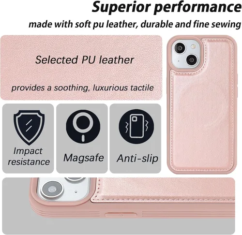 Miniatura 5 de Havaya Funda para iPhone 14 y 13 (6.1) compatible con cartera MagSafe con tarjetero - Funda magnética desmontable 2 en 1 - Ranuras para tarjetas
