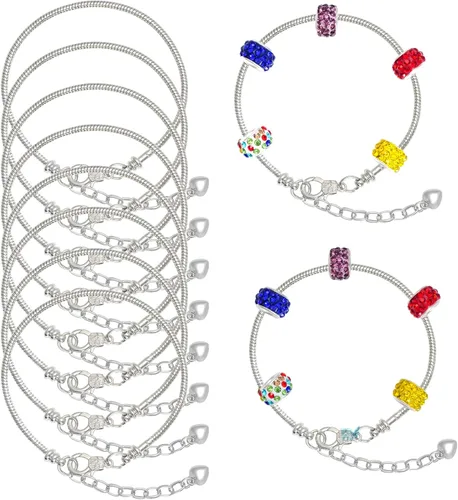 Miniatura 8 de Juego de 10 pulseras de cadena chapada en oro, cadena de serpiente con corazón y langosta europea, pulsera para Navidad, bricolaje, joyería