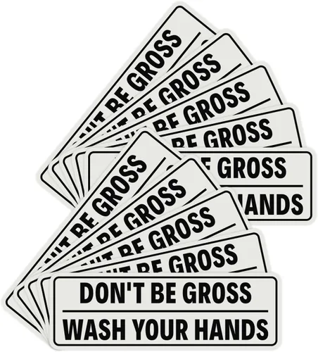 Miniatura 56 de Letrero estándar para puerta o pared, diseño de "Don't Be Gross ("Wash Your Hands"), color negro, mediano
