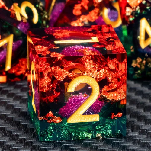 Miniatura 11 de ARUOHHA - Juego de dados azules de resina DND de 7 piezas, juego de dados translúcidos hechos a mano para RPG, juego de dados poliédricos de borde