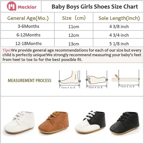 Miniatura 5 de Meckior Mocasines clásicos de piel sintética para bebés, niños y niñas, zapatos de vestir Oxford para primeros pasos, zapatos planos para cuna
