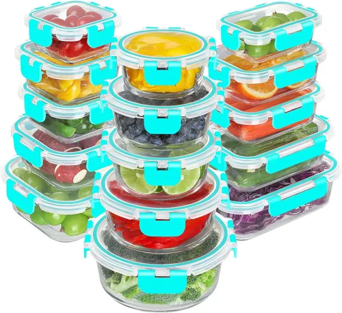 Miniatura 12 de BAYZZ 24 piezas de recipientes de vidrio para almacenamiento de alimentos con tapas, recipientes de vidrio herméticos para preparar comida