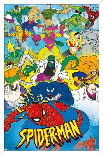 Miniatura 11 de Marvel Comics Spider-Man - Póster animado de pared de los años 90, 34 pulgadas de largo x 22.4 W, versión premium sin marco