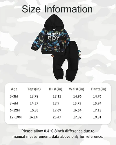 Miniatura 6 de Conjunto de 2 piezas de ropa de manga larga de algodón para niño y niño sudadera de camuflaje