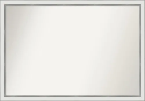 Miniatura 289 de Amanti Art Espejo de baño blanco para sobre el fregadero, 30 x 35 pulgadas, espejo de tocador rectangular estrecho de Eva de oro blanco, marco
