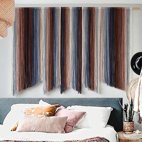 Miniatura 11 de IOWER Macramé para colgar en la pared, paisaje de montaña grande, arte de pared bohemio, hecho a mano, decoración de pared para el hogar, sala