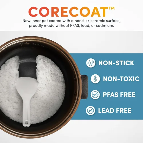 Miniatura 6 de AROMA® Arrocera de cocción lenta de 20 tazas y olla de arroz integral con asas de olla elevables y tapa de almacenamiento de silicona, cerámica