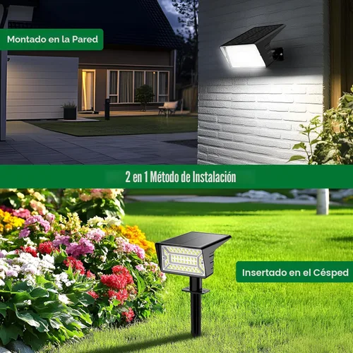 Miniatura 6 de Focos solares para exteriores con 60 LED y encendido y apagado automático, paquete de 4 luces solares para exteriores, impermeables, IP68 con 3