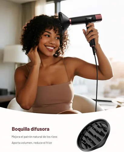 Miniatura 4 de MESCOMB Secador de pelo de viaje con difusor, 1875 W de doble voltaje iónico, secado rápido y control de encrespamiento para cabello grueso/rizado