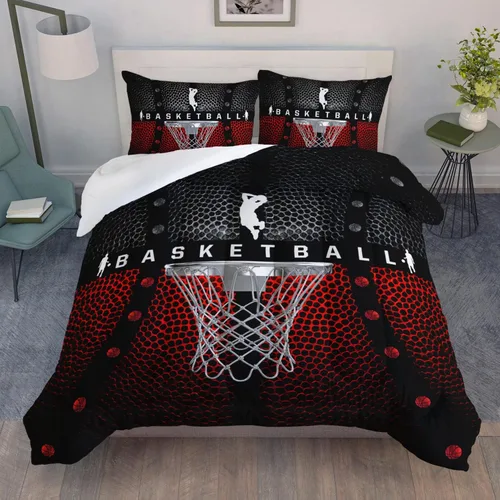 Miniatura 10 de AILONEN Juego de edredón de béisbol tamaño individual, juego de ropa de cama para niños, cama deportiva para niños en una bolsa, 1 juego de edredón