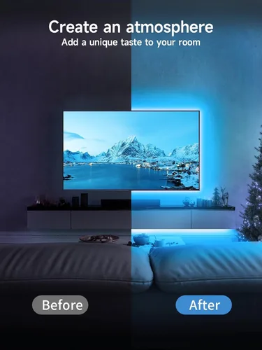 Miniatura 5 de GIPOYENT Tira de luz de TV, retroiluminación LED de sincronización de música, para TV de 32 a 50 pulgadas, luz de TV LED con función Bluetooth, tira