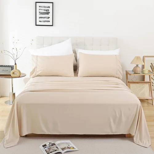 Miniatura 32 de Whitney Home Textile - Juego de sábanas tamaño King, sábanas de microfibra suaves de hotel tamaño King, bolsillo extra profundo, juegos de sábanas