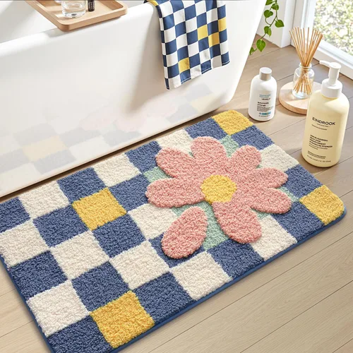 Miniatura 15 de LUMI Alfombra cuadrada de baño de playa, antideslizante, de secado rápido, ultra suave, lavable, absorbente, alfombra de baño con tema mar oceánico