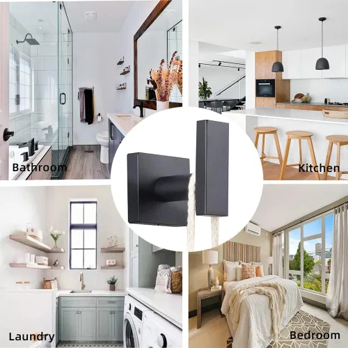 Miniatura 3 de 2 ganchos para toallas de baño, accesorios de baño para montaje en pared, para una sola capa y gancho para bata, acero inoxidable SUS304, cuadrado