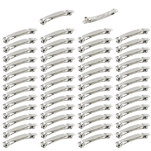 Miniatura 6 de Cinaci Paquete de 20 pasadores franceses de metal plateado en blanco de 2.4 in / 2.4 pulgadas para manualidades, pinzas para el cabello para mujeres