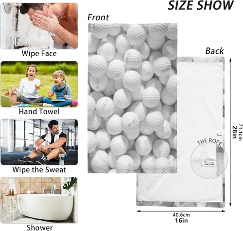 Miniatura 3 de Juego de 2 toallas de algodón blancas para baño, deportes, cocina, toallas de mano suaves y absorbentes, 16 x 28 pulgadas
