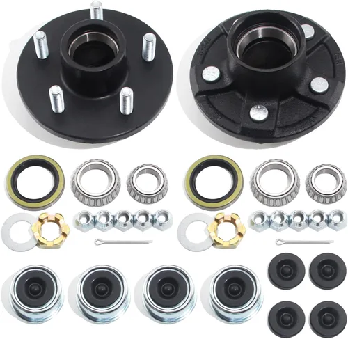 Miniatura 17 de 2 juegos de kit de cubo de remolque 5 en 5 pulgadas para eje cónico de 3500 lbs de 1-1/16 pulgadas a 1-3/8 pulgadas, kit de eje de remolque de 5x5