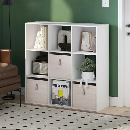 Miniatura 2 de Furinno Viola Estantería de Libros, Librero de 3 Niveles, Organizador de Almacenamiento en Cubos Estantería con Estante Abierto, con Contenedores