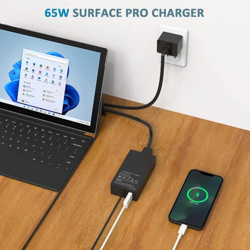 Miniatura 7 de Cargador Surface Pro de 65W para Microsoft Surface Laptop Pro X, 9, 8, 7+, 7, 6, 5, 4, 3 Windows Surface Laptop 5, 4, 3, 2, 1, Studio, Surface Book